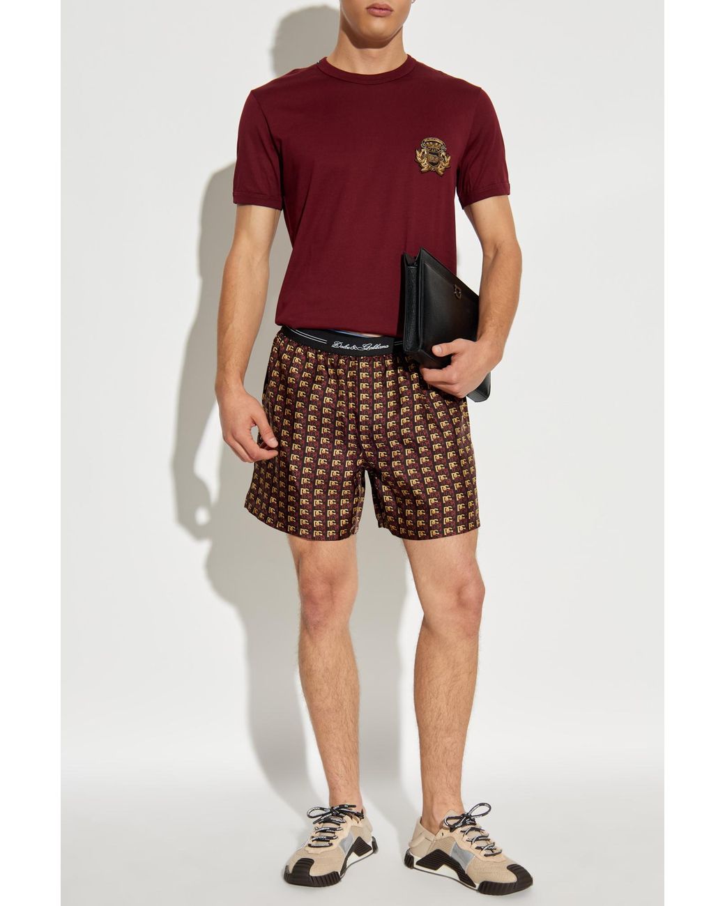 Dolce & Gabbana Brown Silk Shorts for men