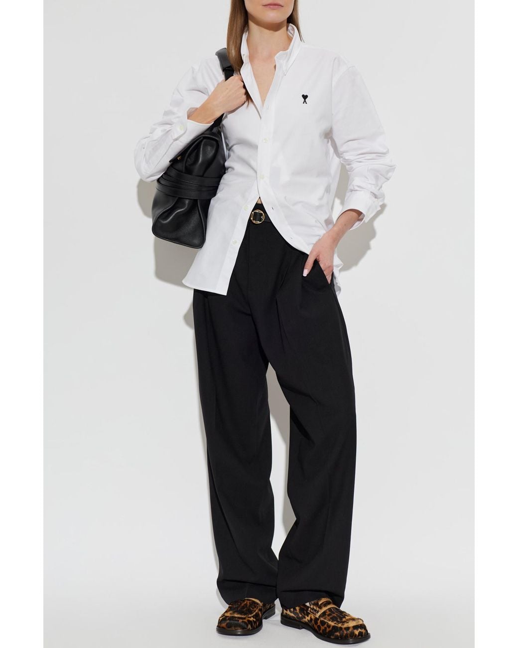 AMI White Shirt With Embroidered Logo