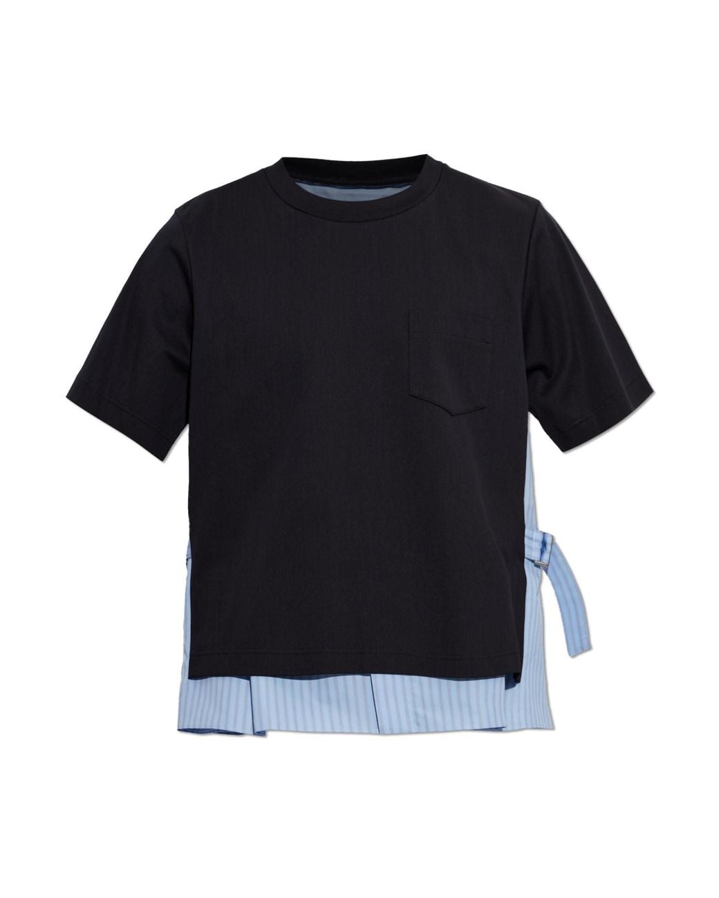 Sacai Black T-Shirt Made Of Combined Fabrics for men