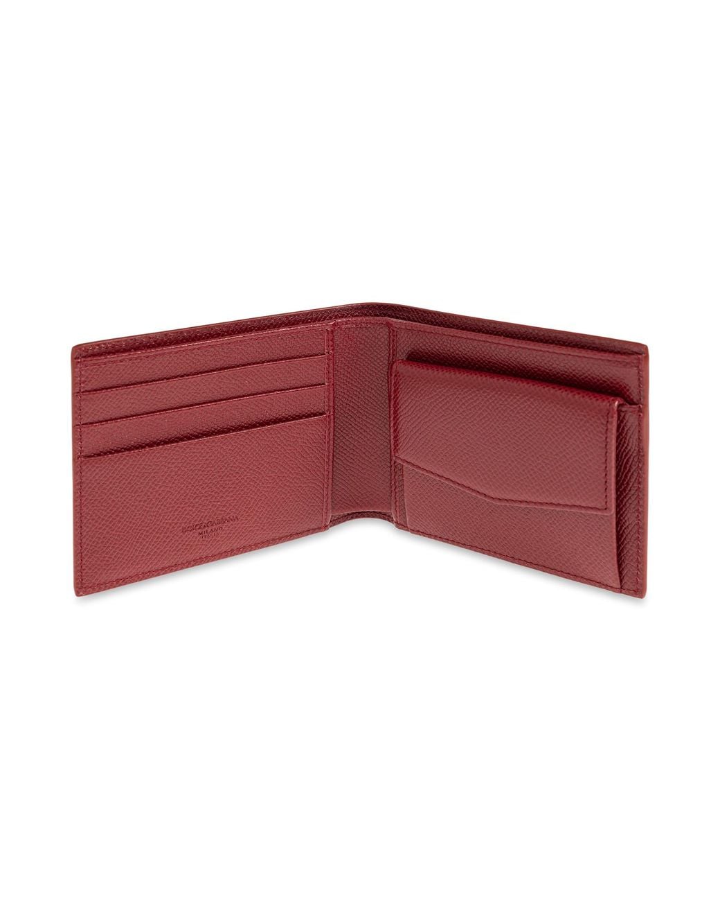 Dolce & Gabbana Red Leather Wallet With "Majolica" Print for men