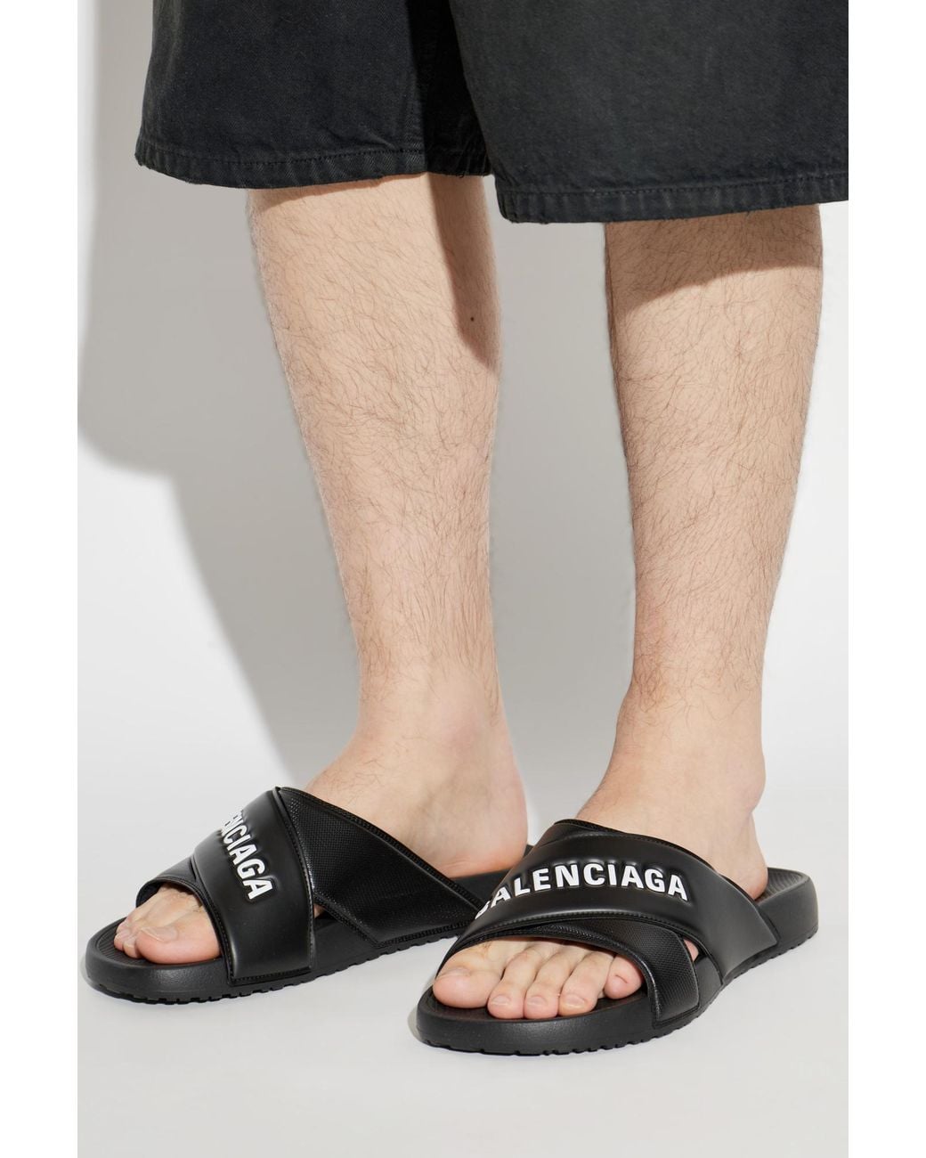 Balenciaga Black 'Sporty Pool' Slides for men