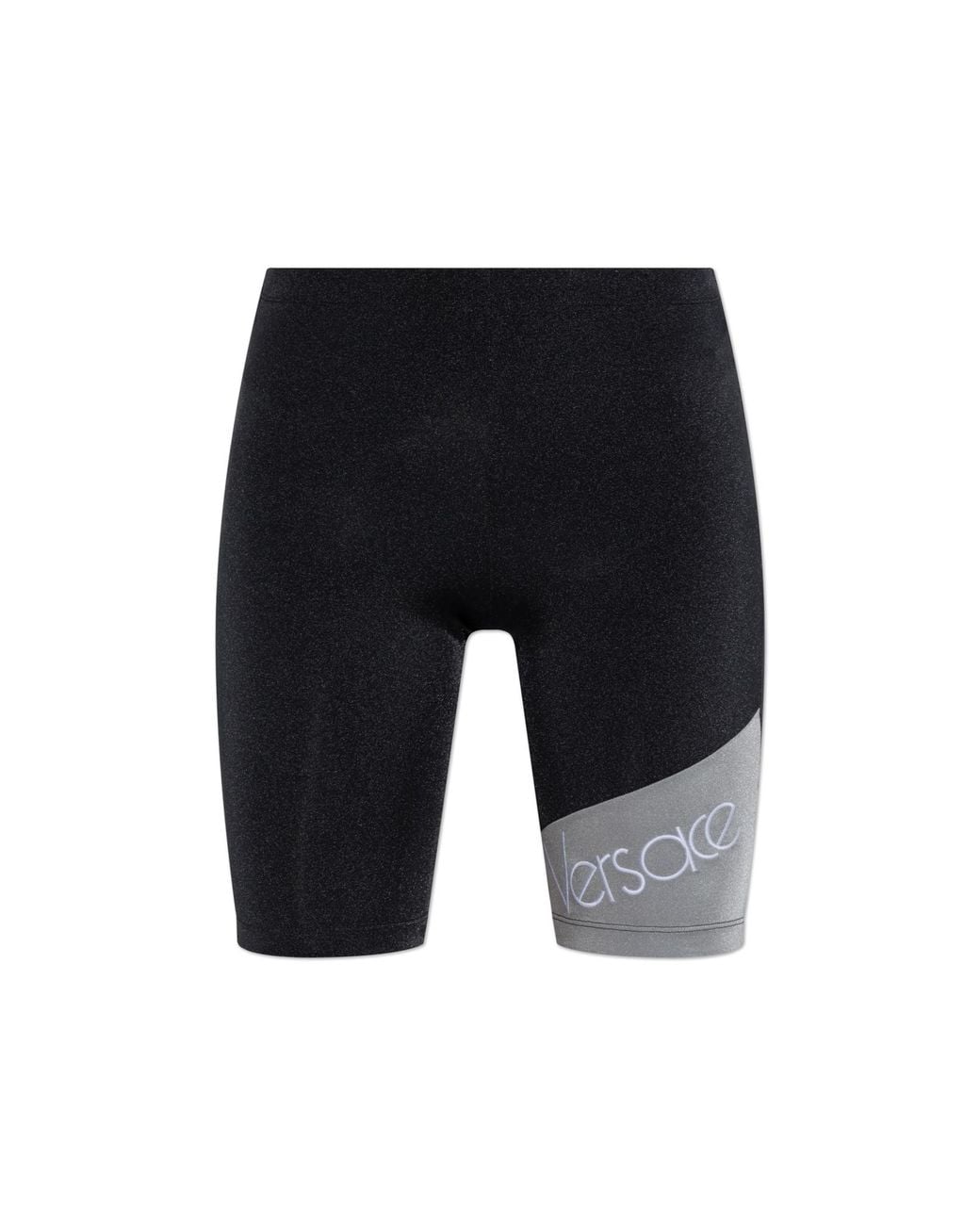 Versace Blue Short Leggings With Logo
