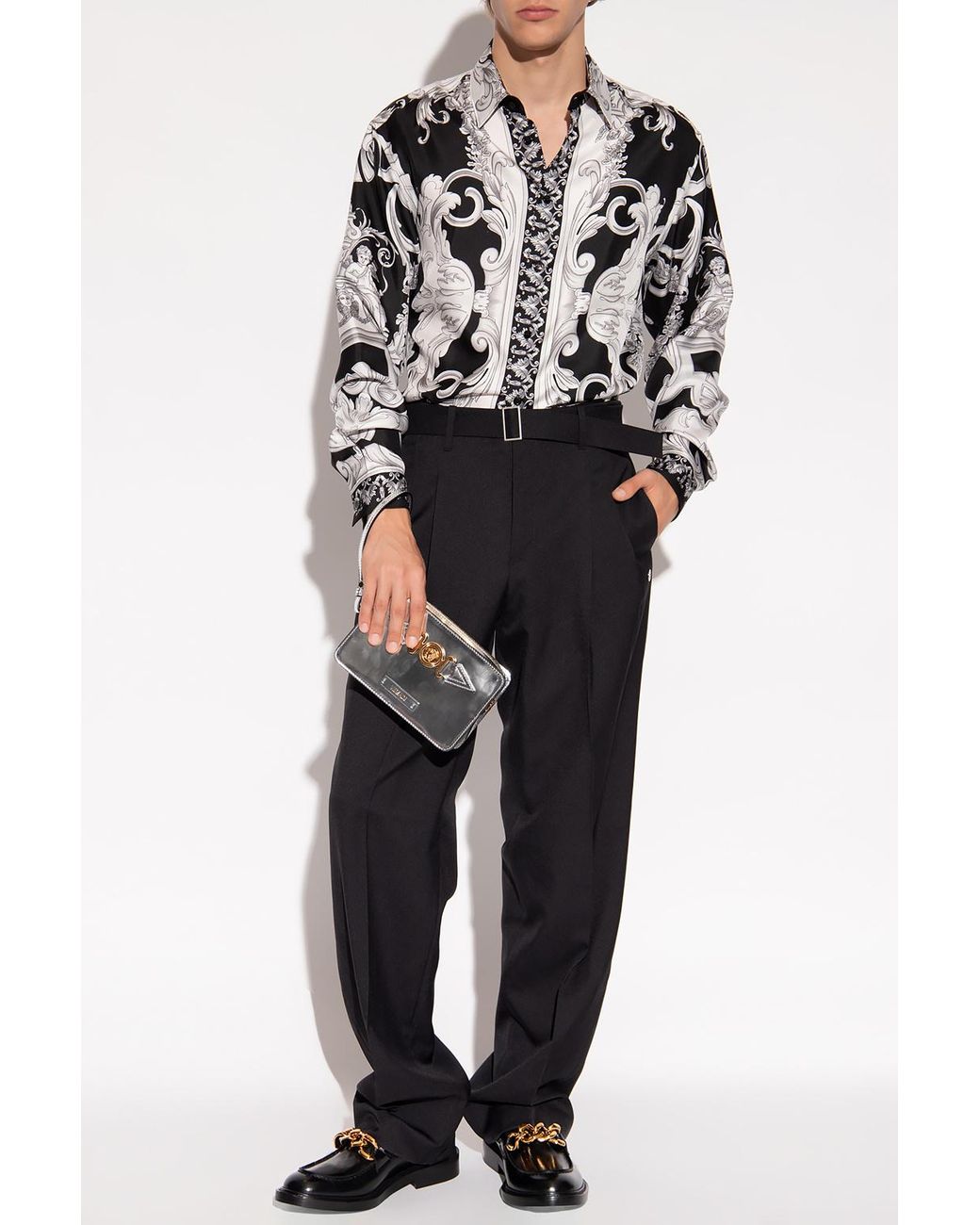 Versace Silk Shirt in Black for Men Lyst