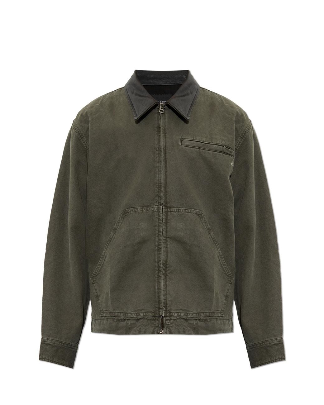 Rag & Bone Green Jacket With A Leather Collar for men