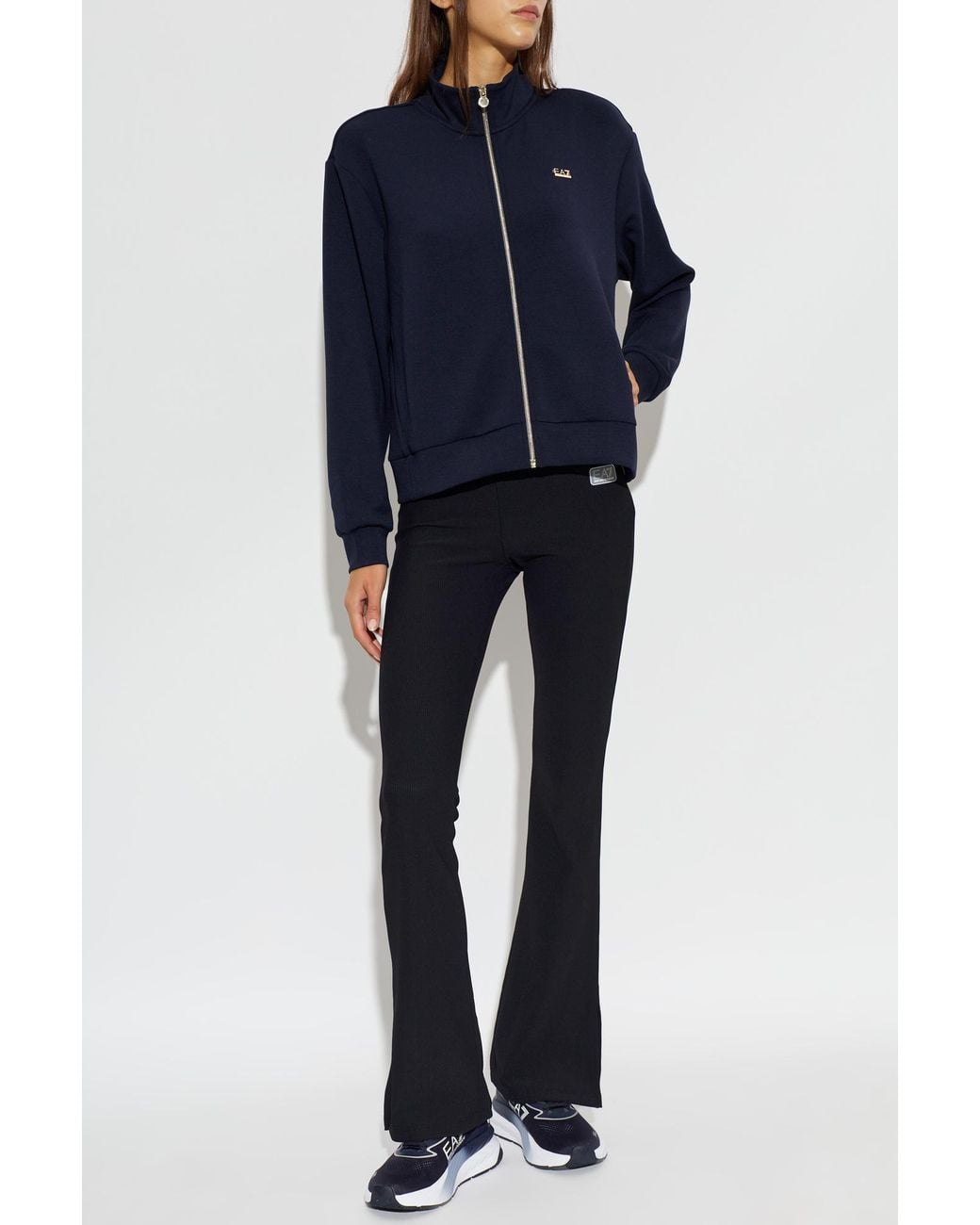EA7 Blue Sweatshirt With Stand-Up Collar