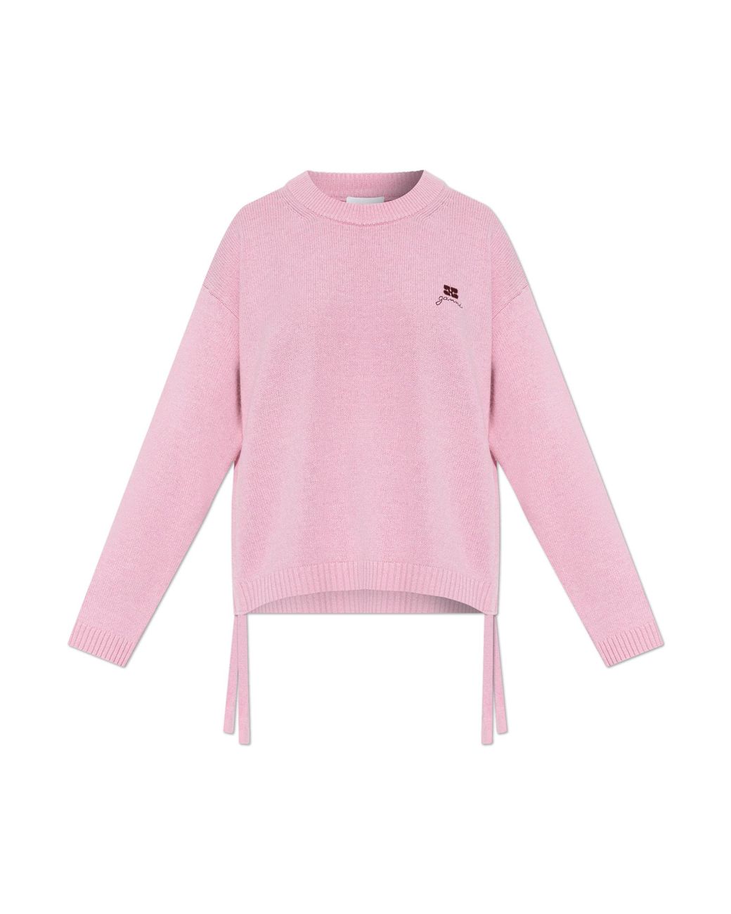 Ganni Pink Sweater With Side Drawstrings