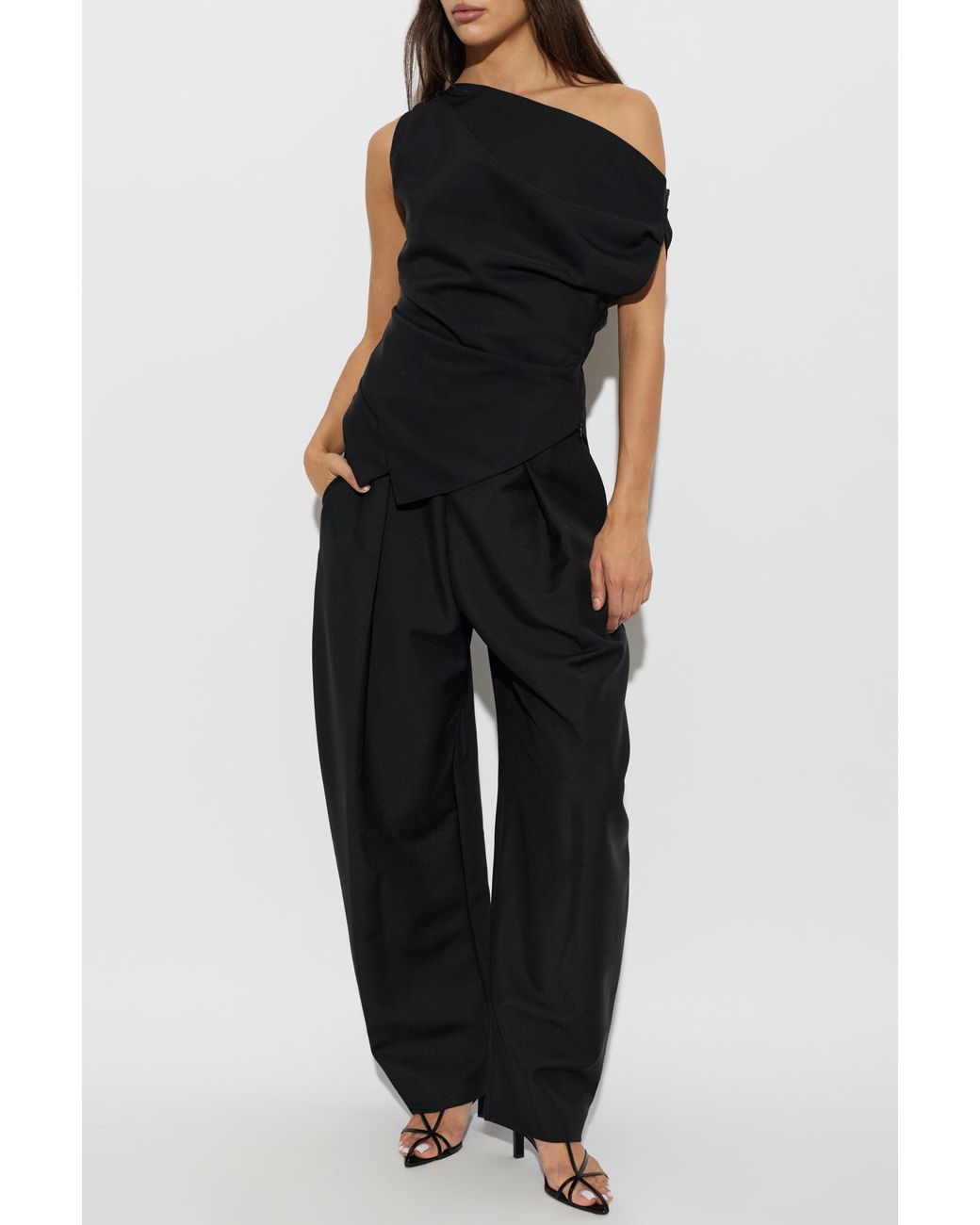 Rohe Black Turtleneck Top With Ruching