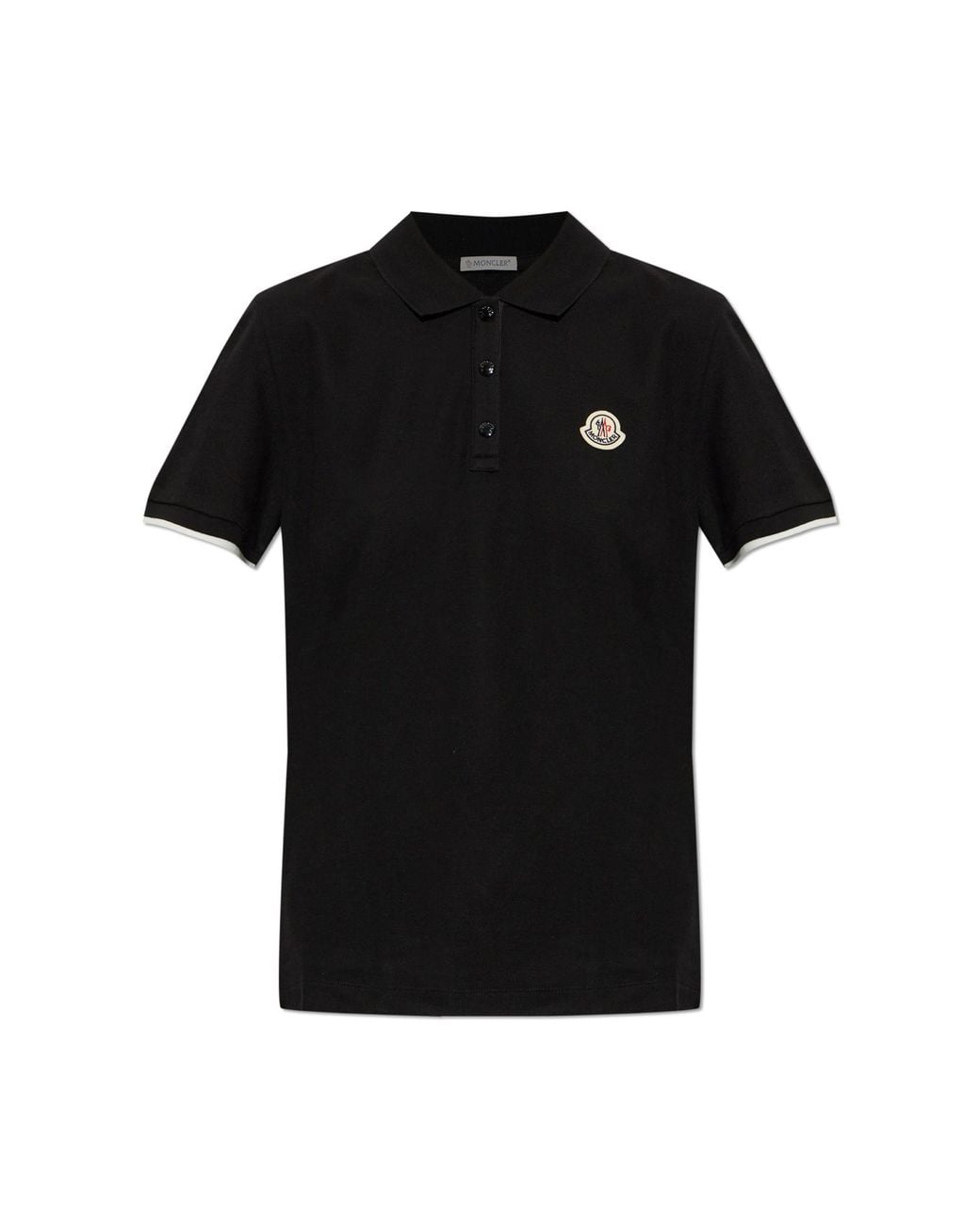 Moncler Black Polo Shirt With Logo Patch