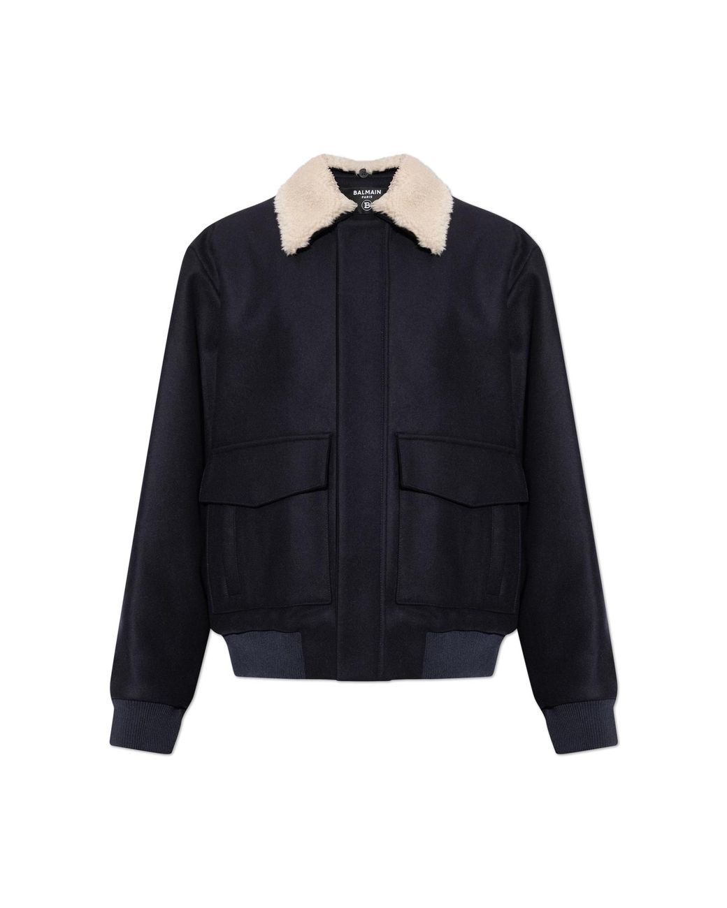 Balmain Blue Wool Jacket With Detachable Collar for men