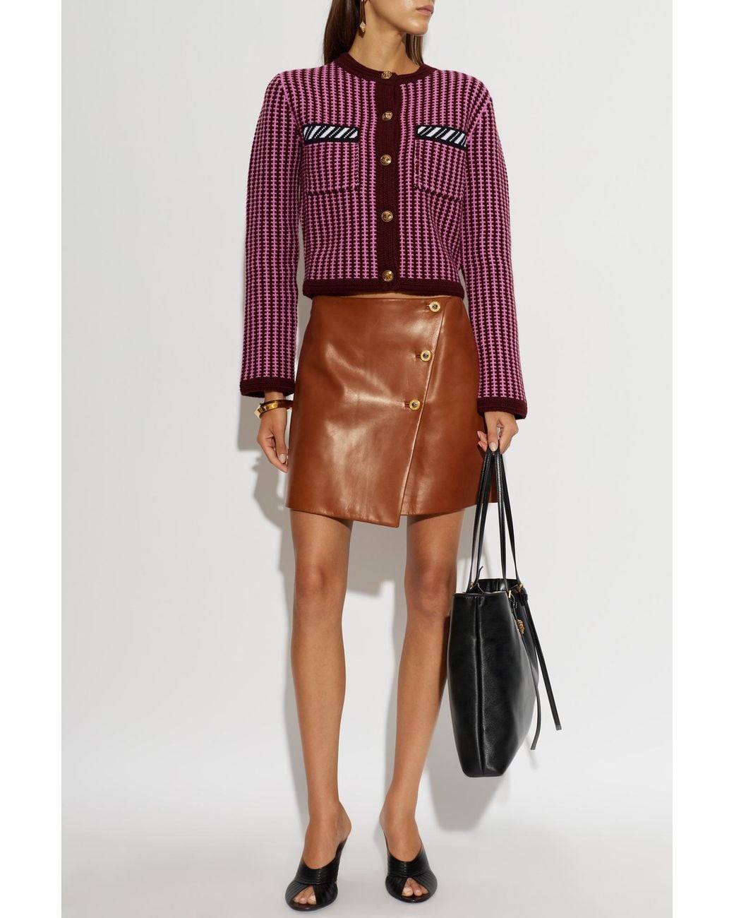 Versace Brown Leather Skirt