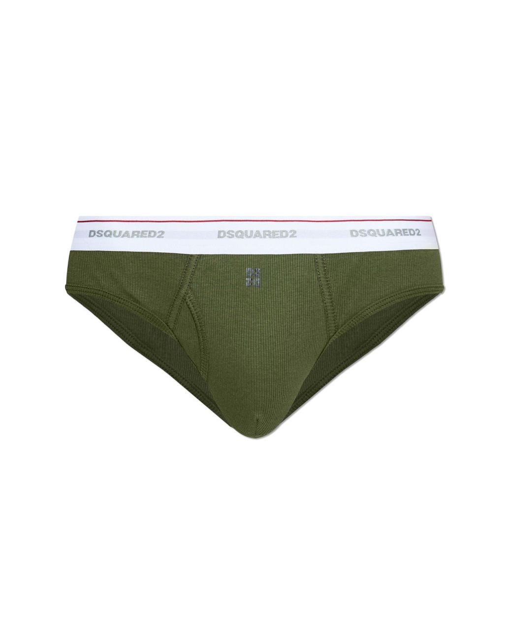 DSquared² Green Ribbed Briefs With Logo for men