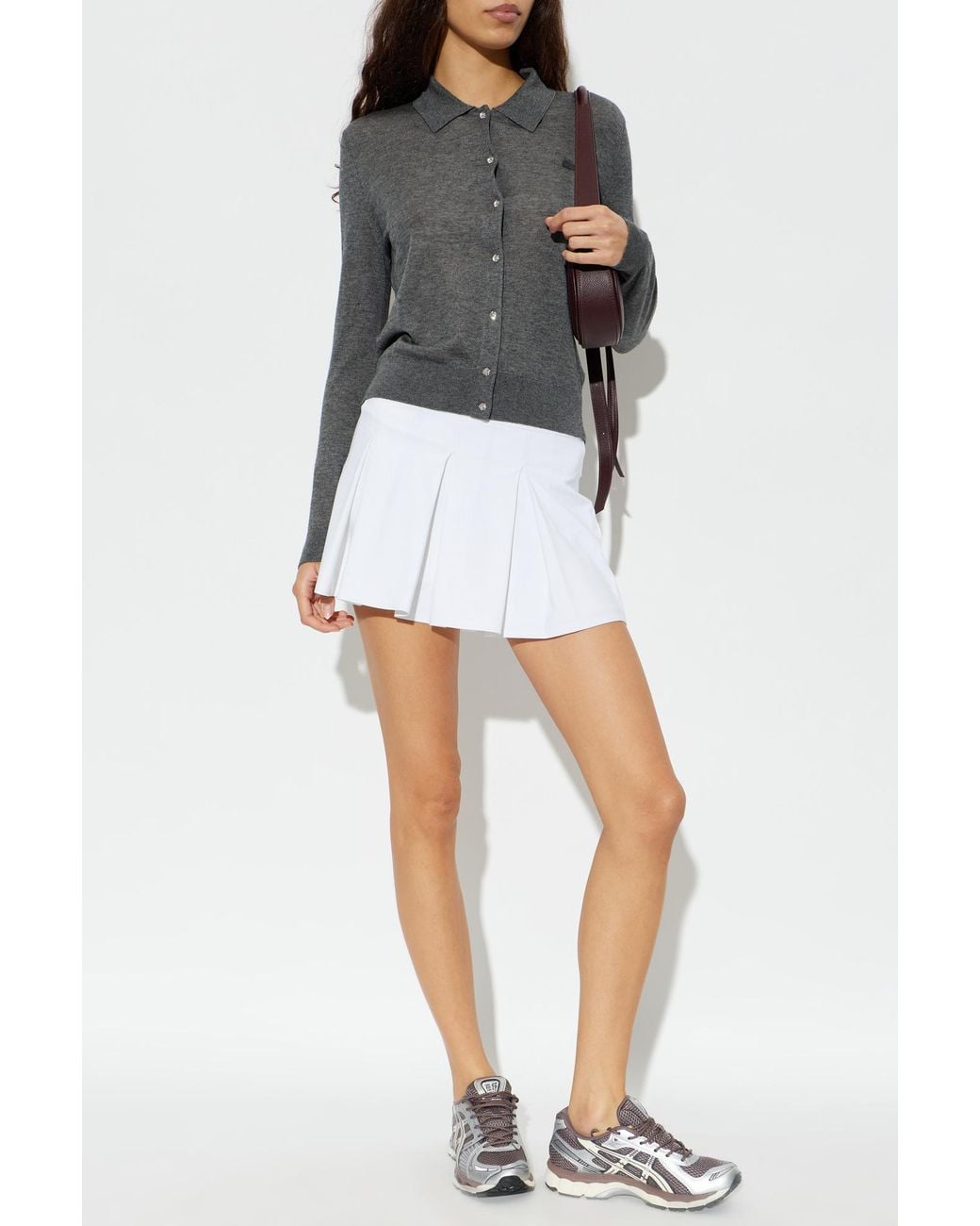 Lacoste Gray Cardigan With Logo Patch