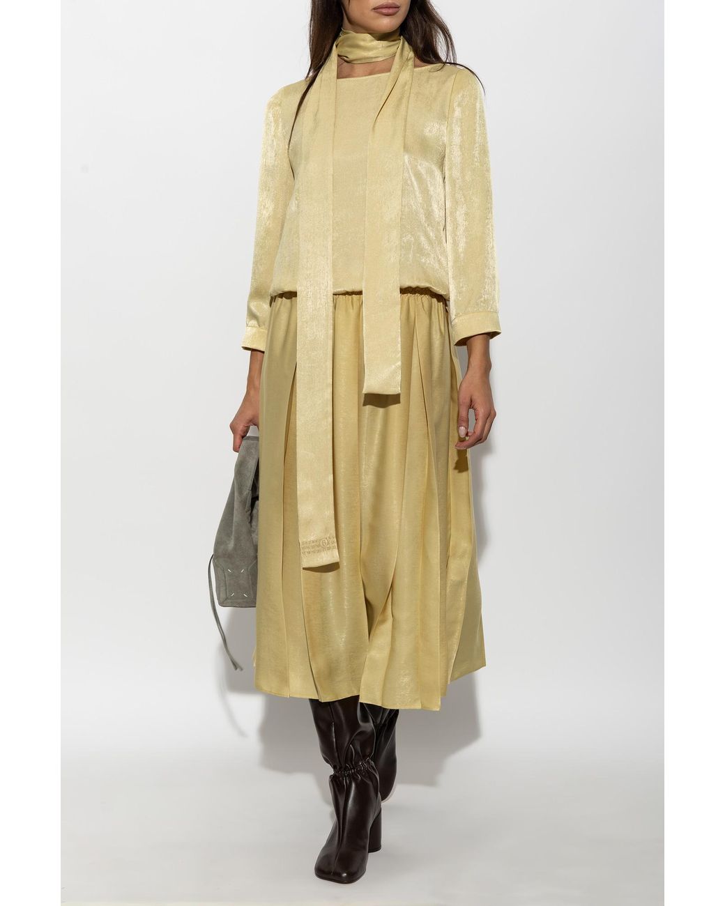 MM6 by Maison Margiela Metallic Dress With Scarf