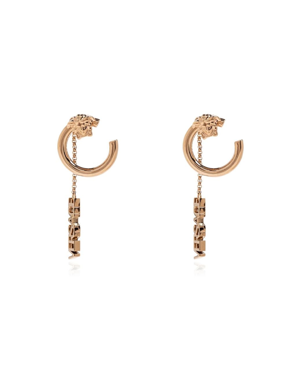 Versace Natural Long Logo Earrings