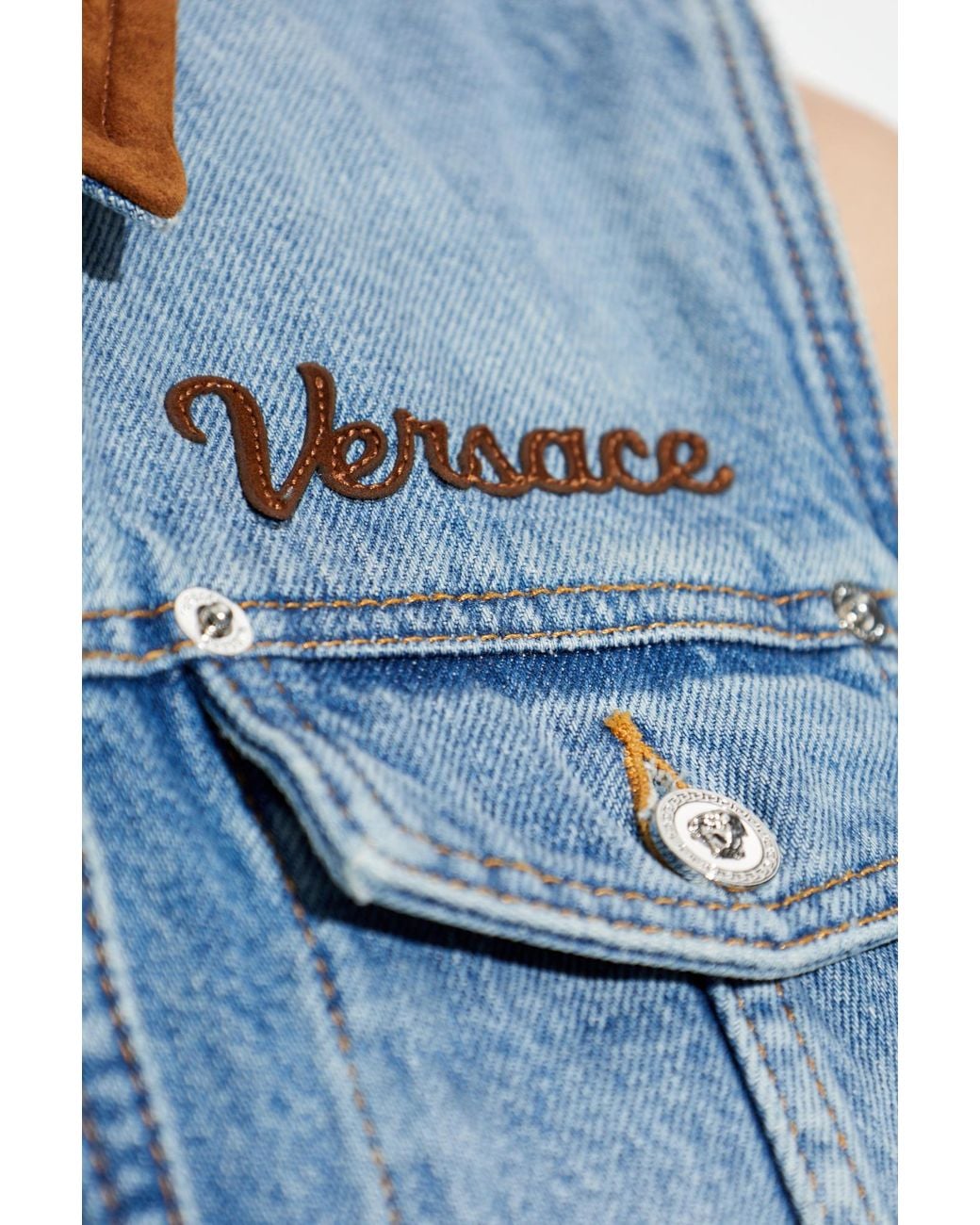 Versace Blue Denim Dress With Pockets