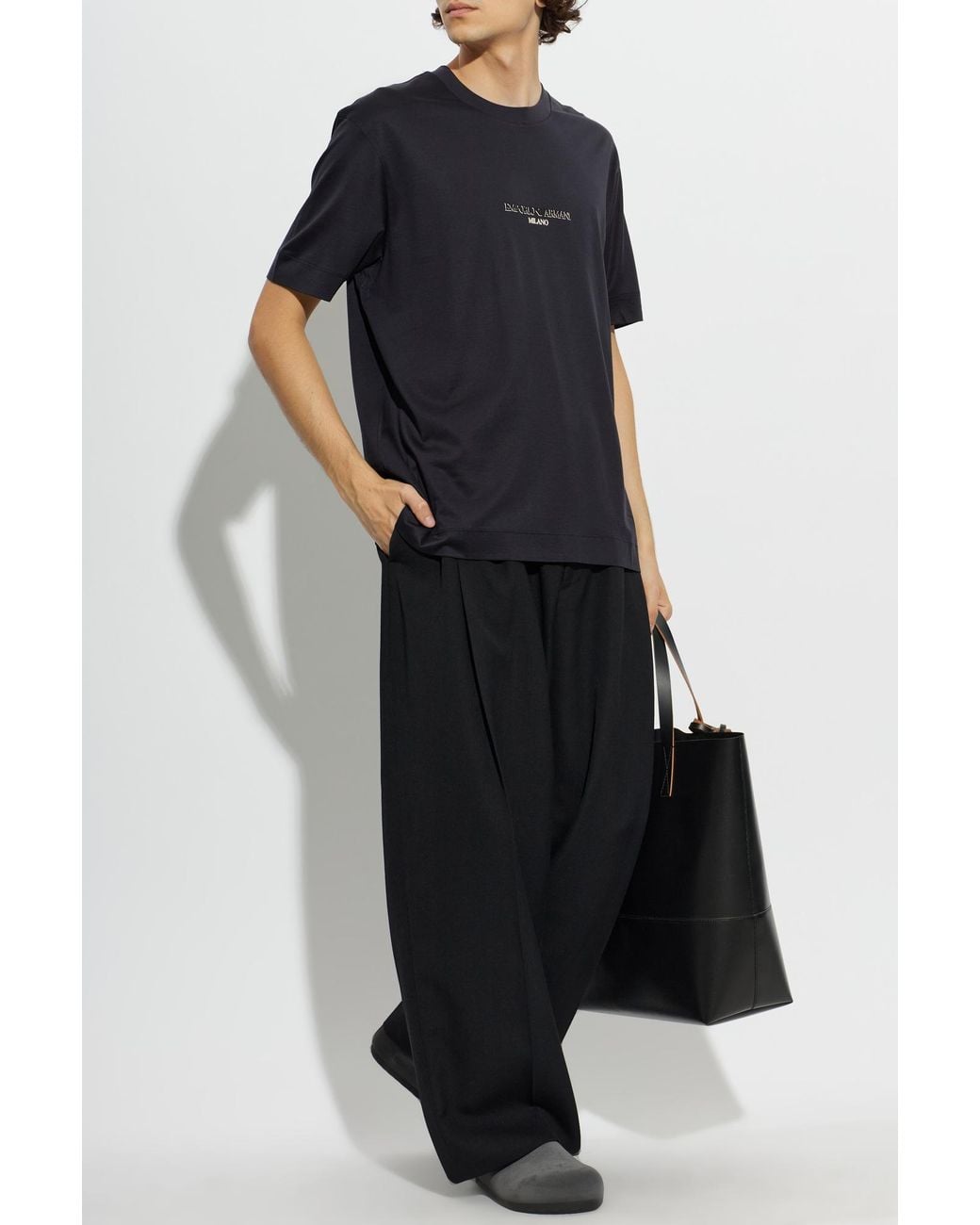 Emporio Armani Black T-Shirt With A Raised Logo for men