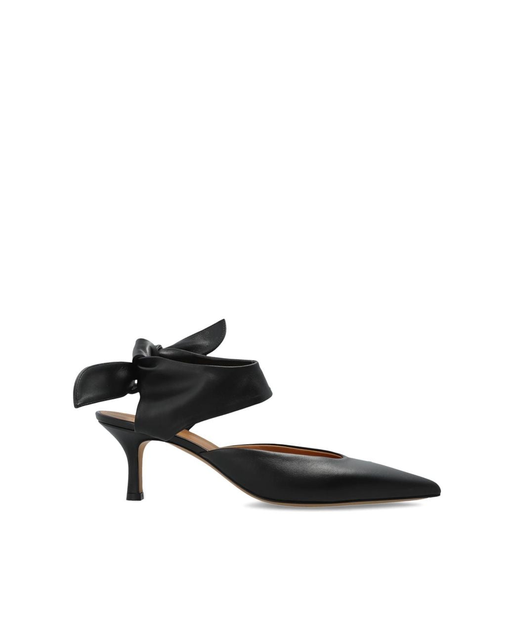 Odissi Black Leather Heeled Shoes