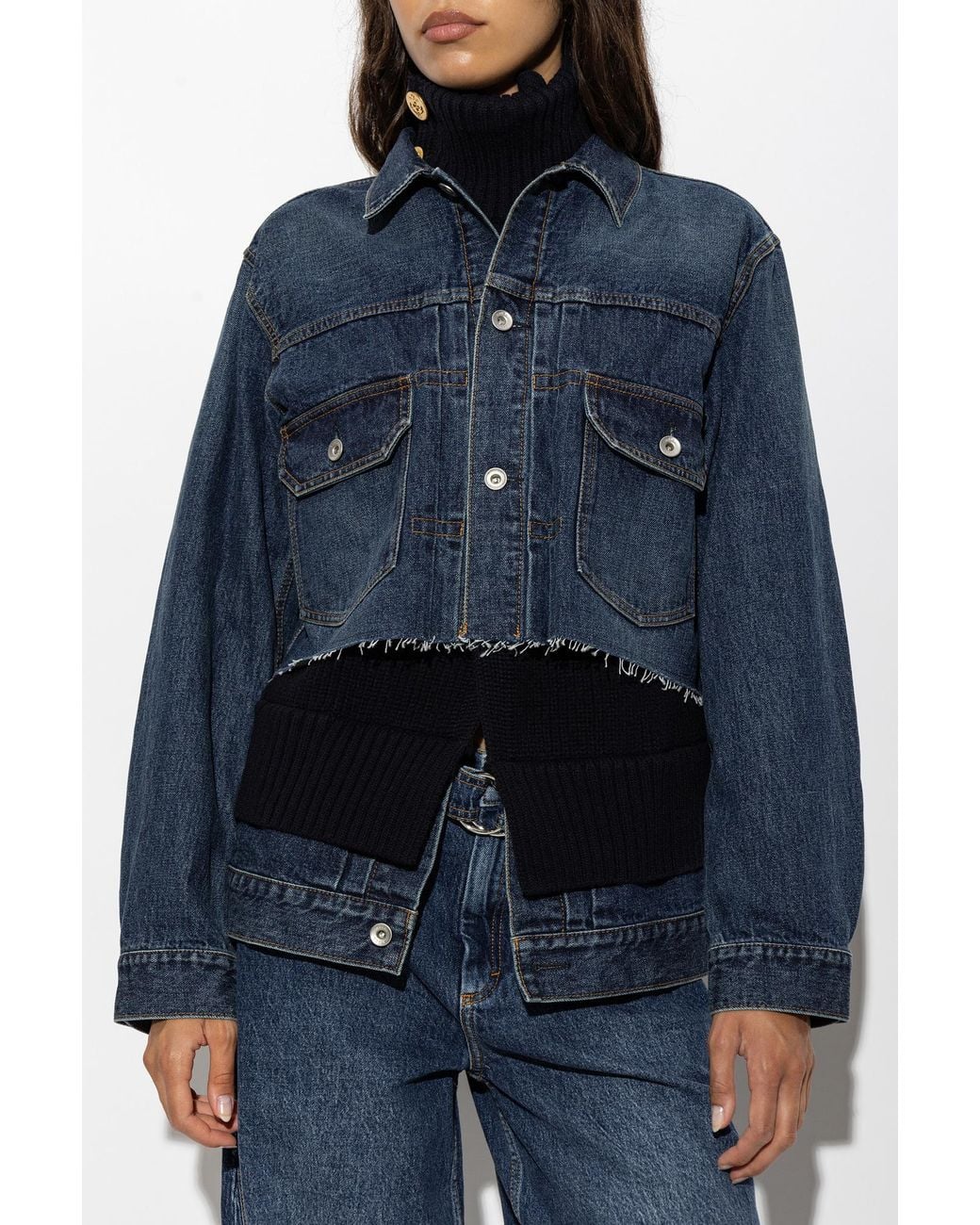Sacai Blue Denim Jacket With A 'Vintage' Effect