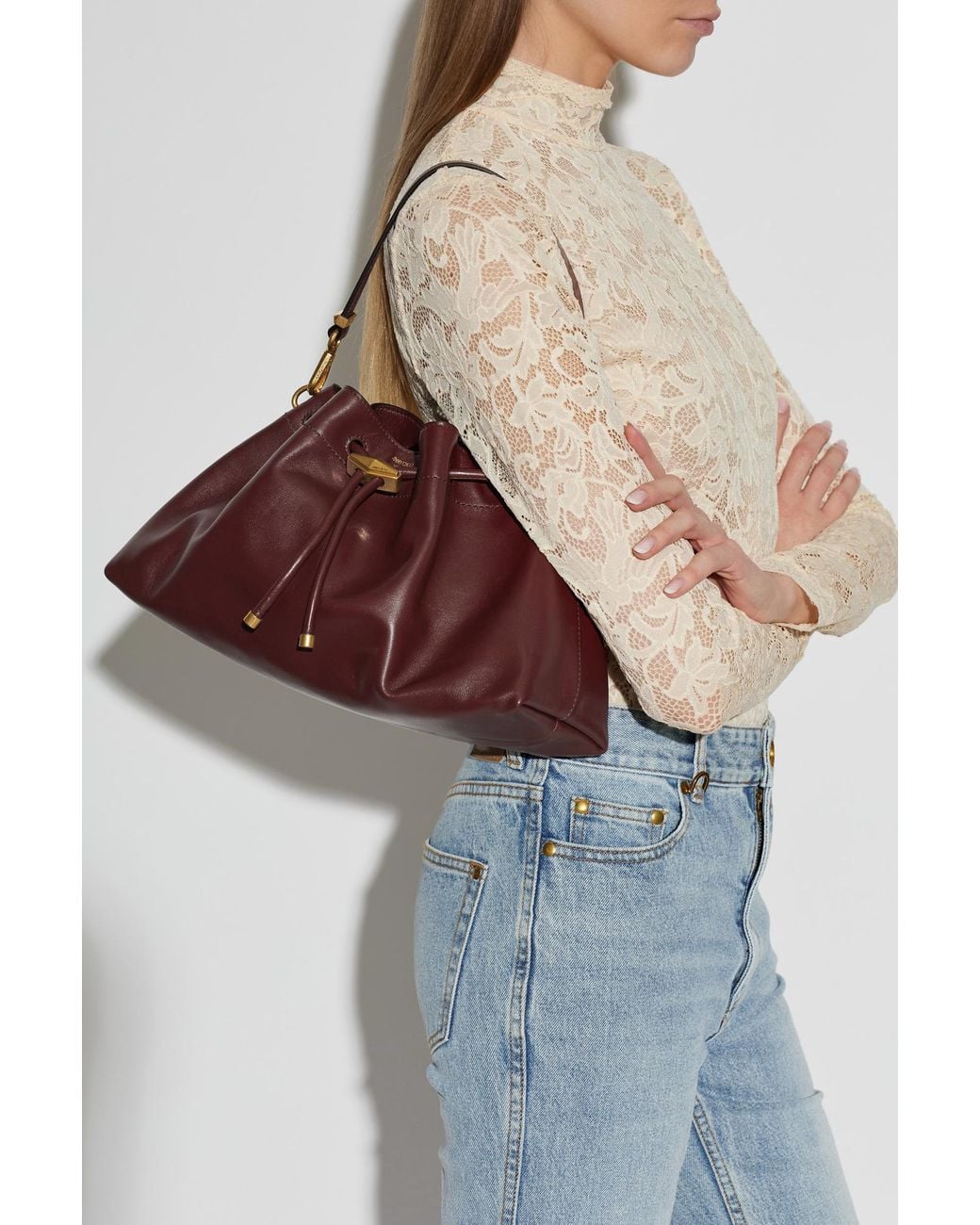Jimmy Choo Brown 'Bon Bon' Bucket Bag