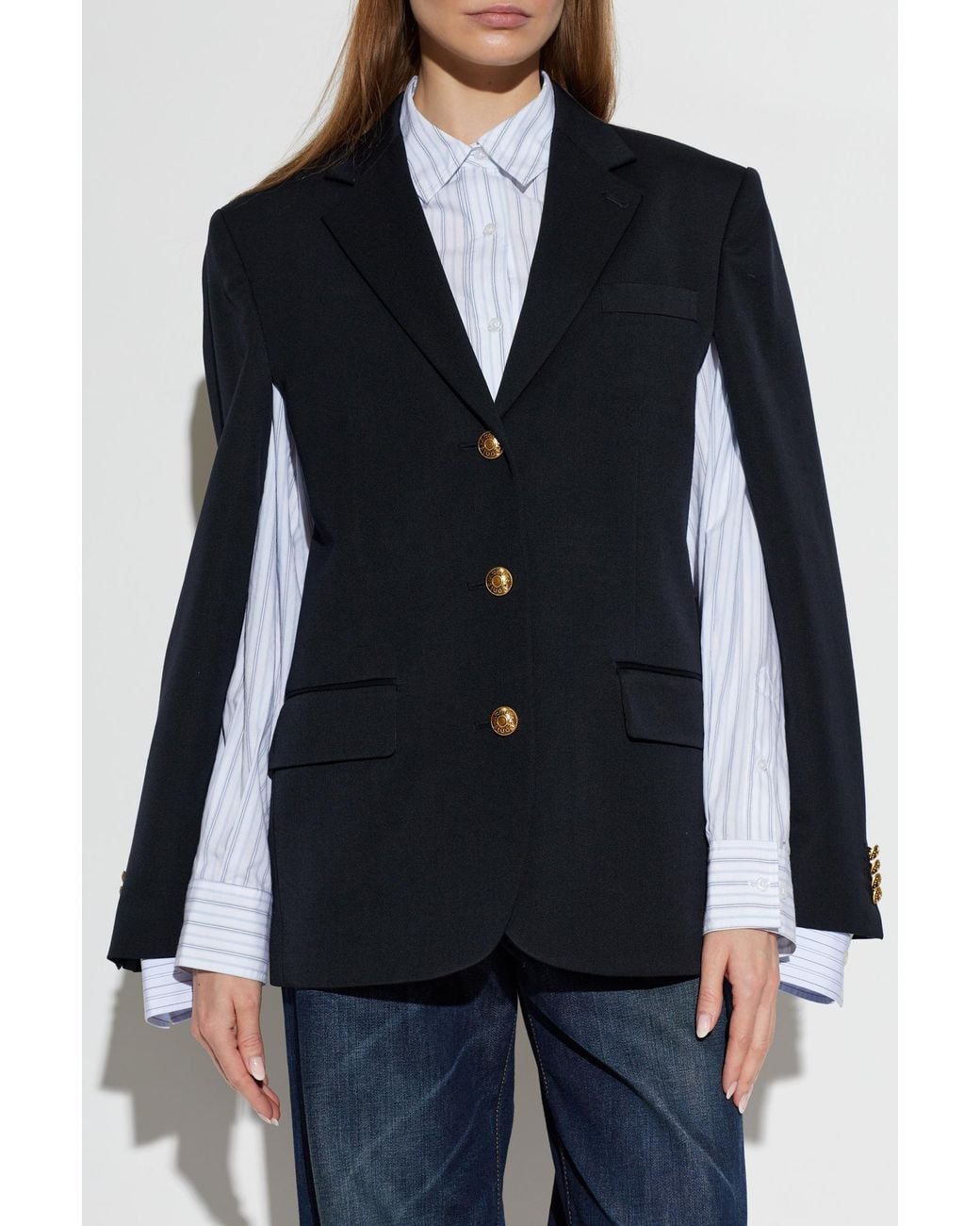 Acne Blue Wool Jacket With Open Lapels