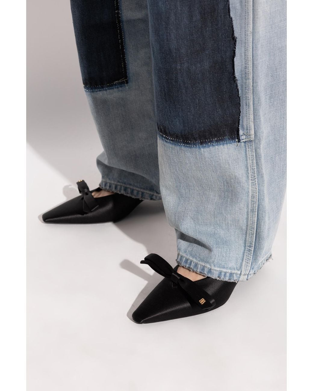 Balenciaga Black Satin Heeled Mules