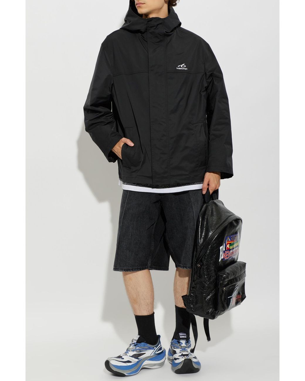 Balenciaga Black Jacket With Printed Logo for men