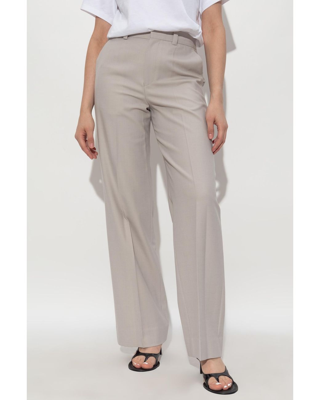Victoria Beckham Gray Creased Trousers