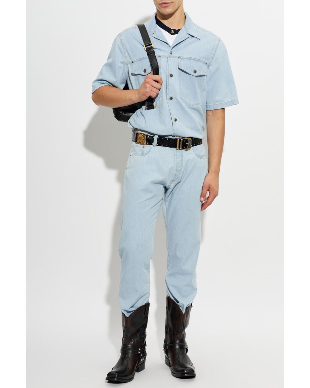 Versace Blue Straight-Leg Jeans for men