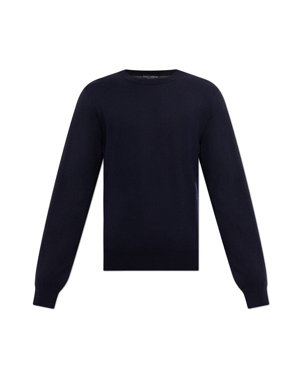 Dolce & Gabbana Blue Wool Sweater With Patch for men