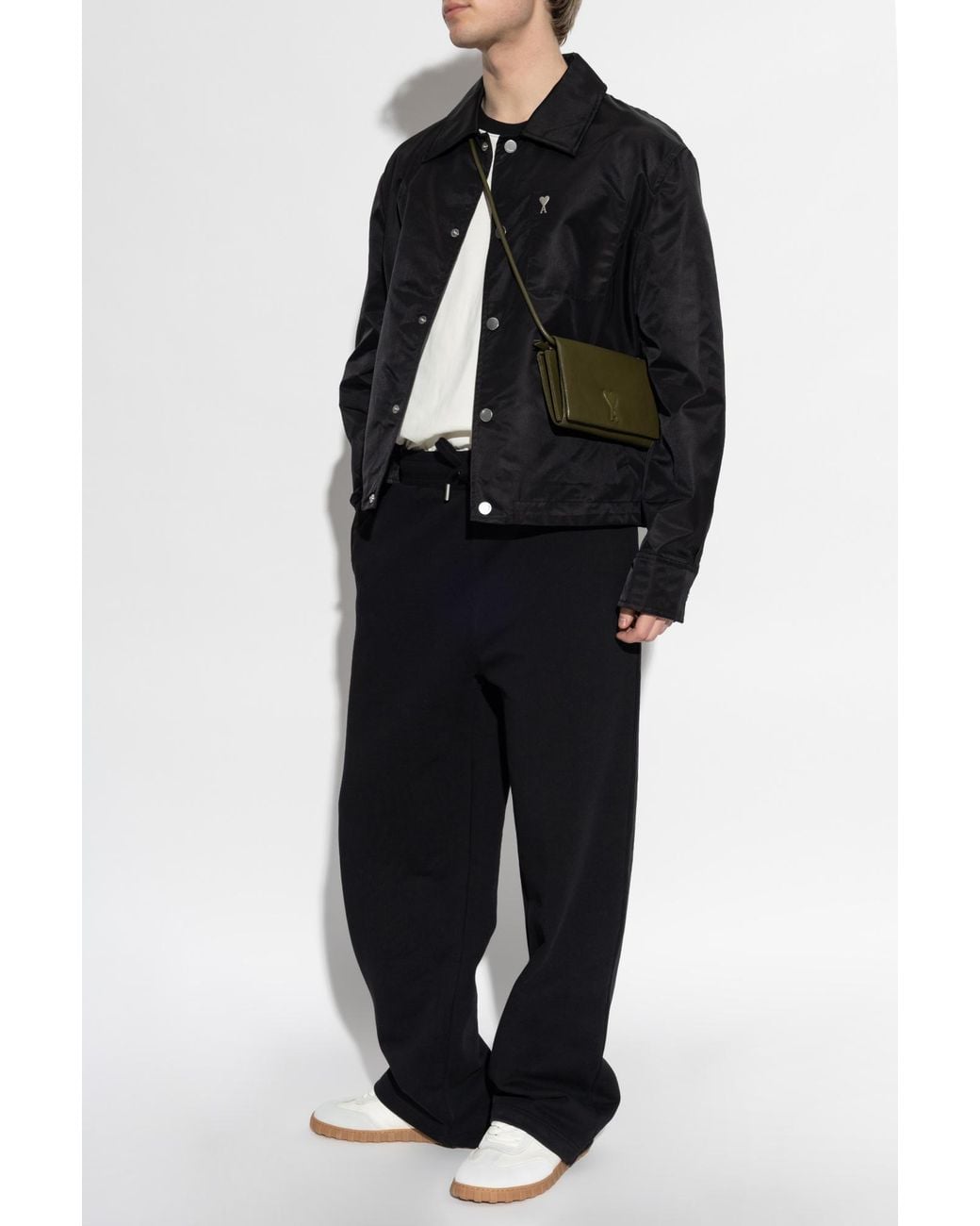 AMI Black Wide-Leg Sweatpants for men