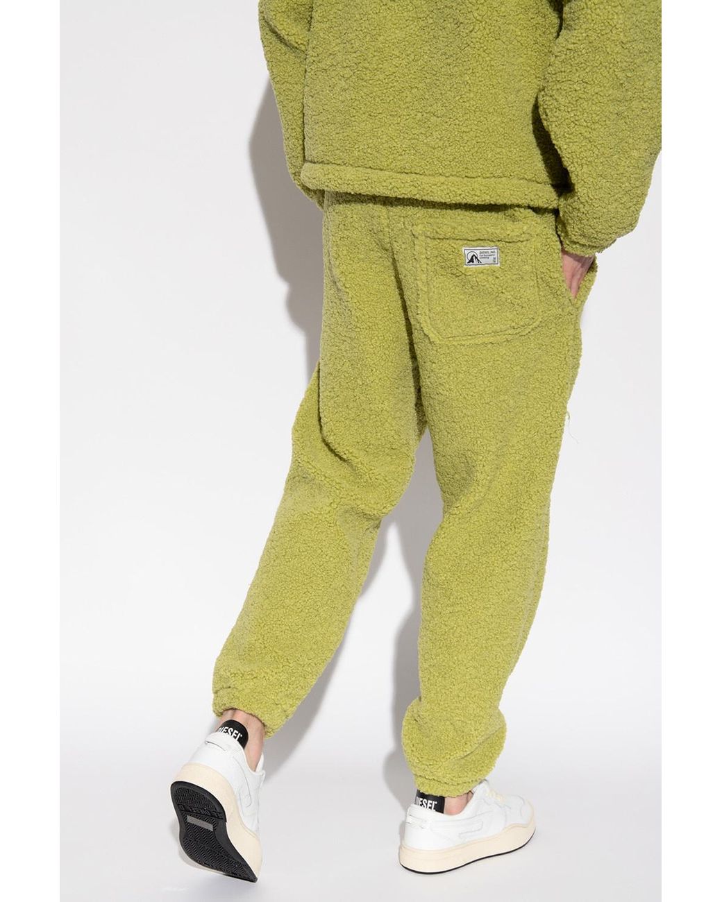 DIESEL Faux Fur Trousers in Green for Men