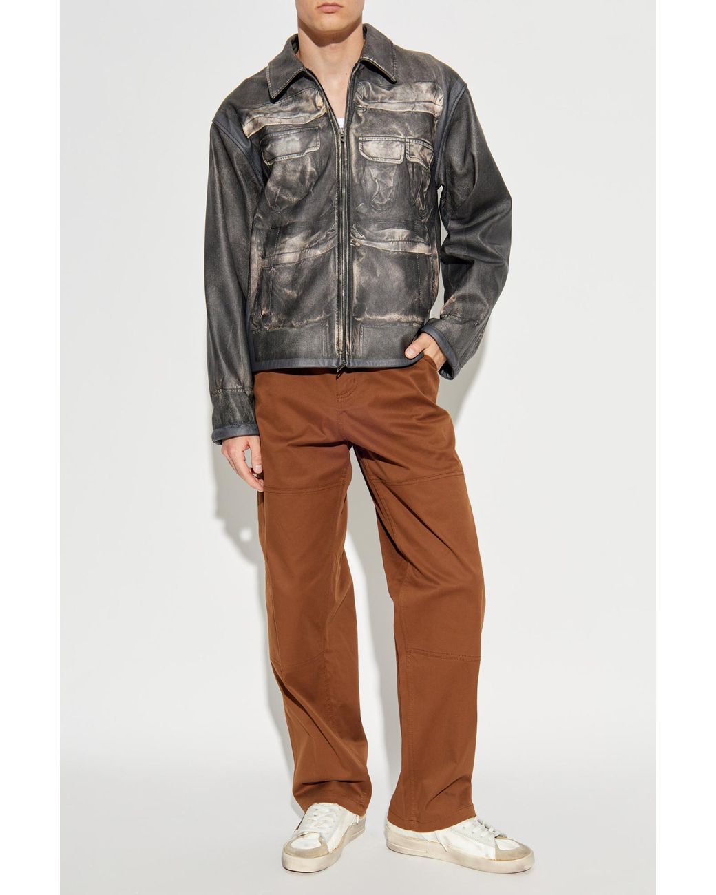 DIESEL Black Leather Jacket 'L-Mayer' for men