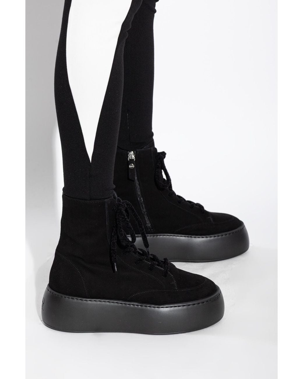 Agl Attilio Giusti Leombruni Black Suede Platform Shoes 'Vibe Lowboot'