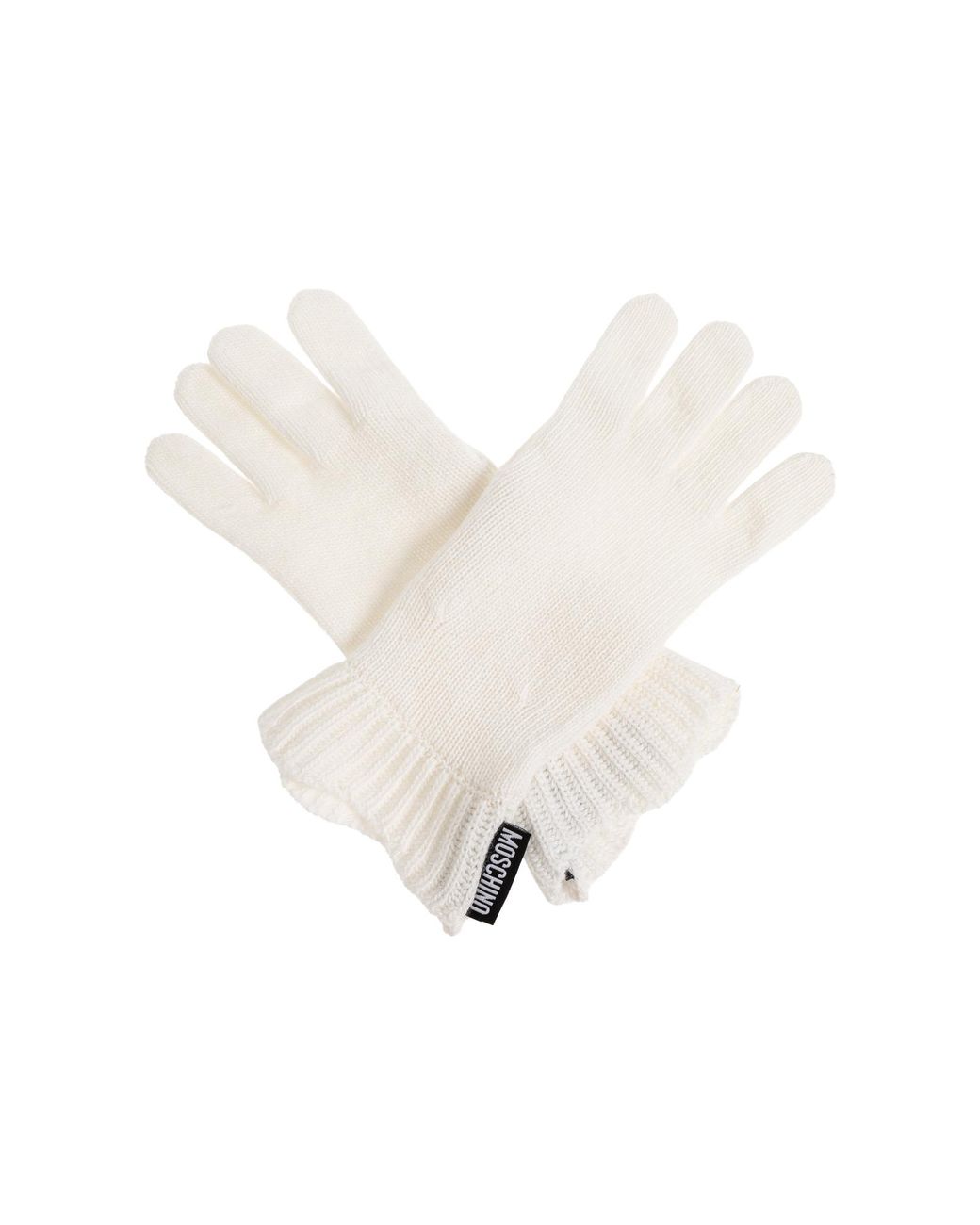 Moschino White Gloves With A Logo Patch