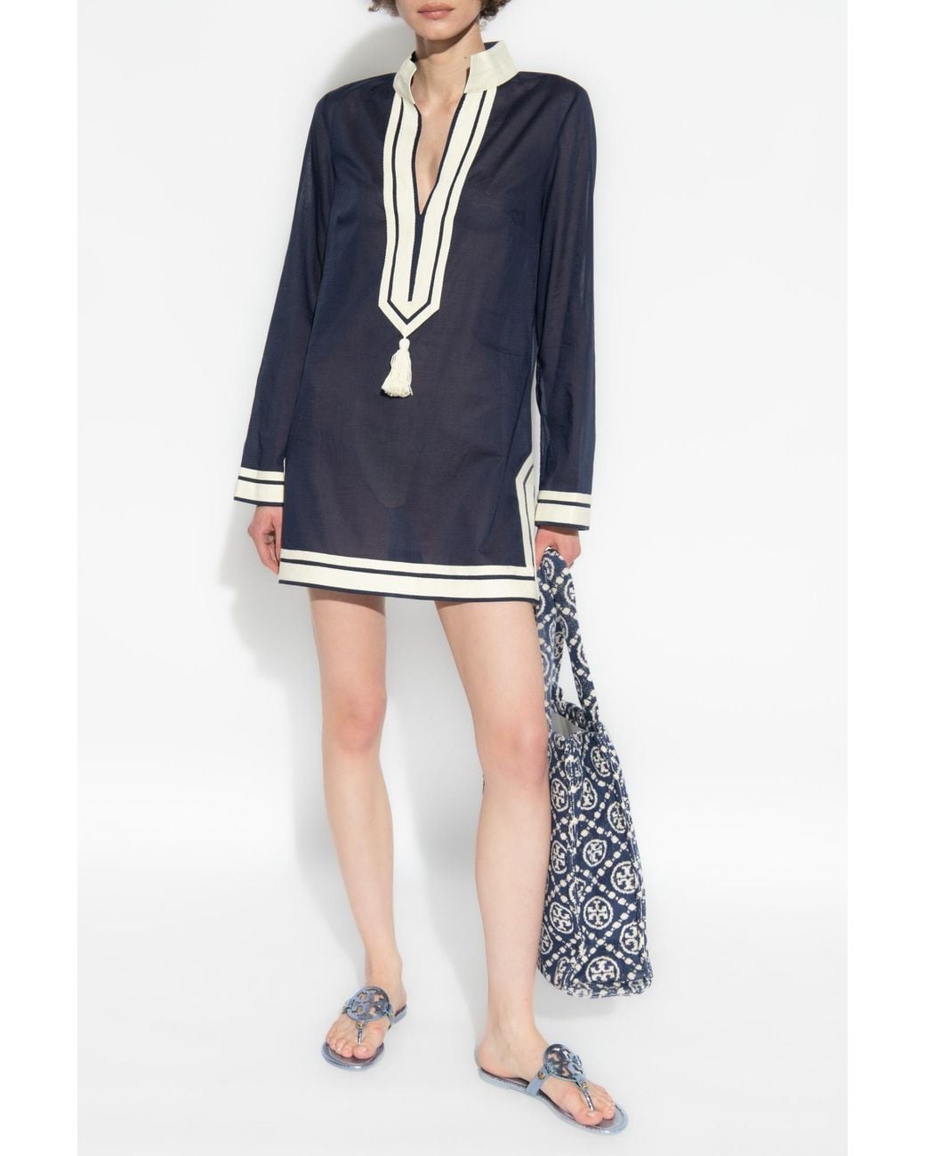 Tory Burch Blue Tunic With Tassel