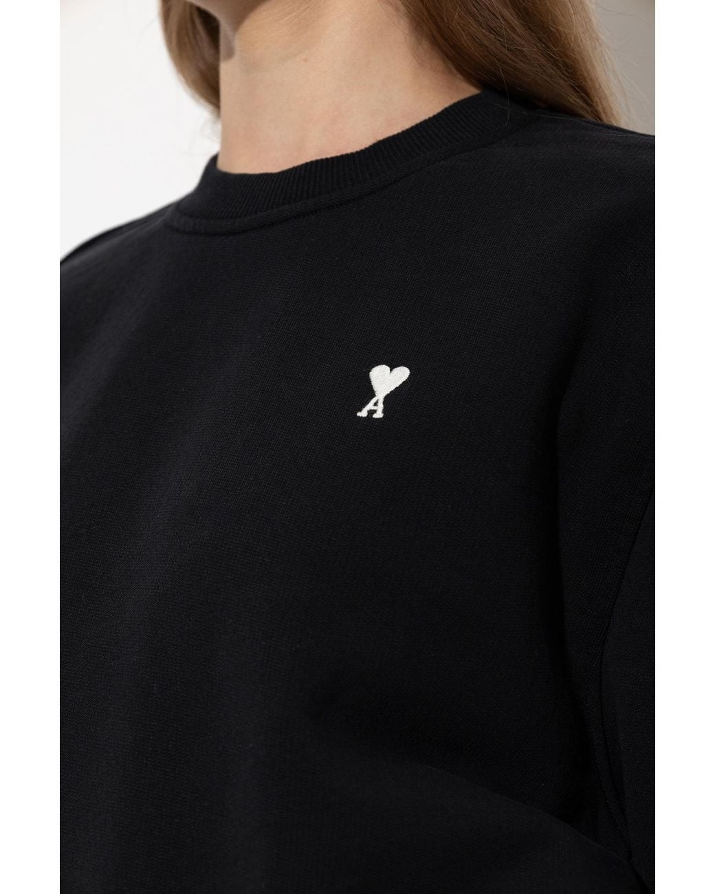AMI Black Cotton Sweatshirt With Embroidered Logo