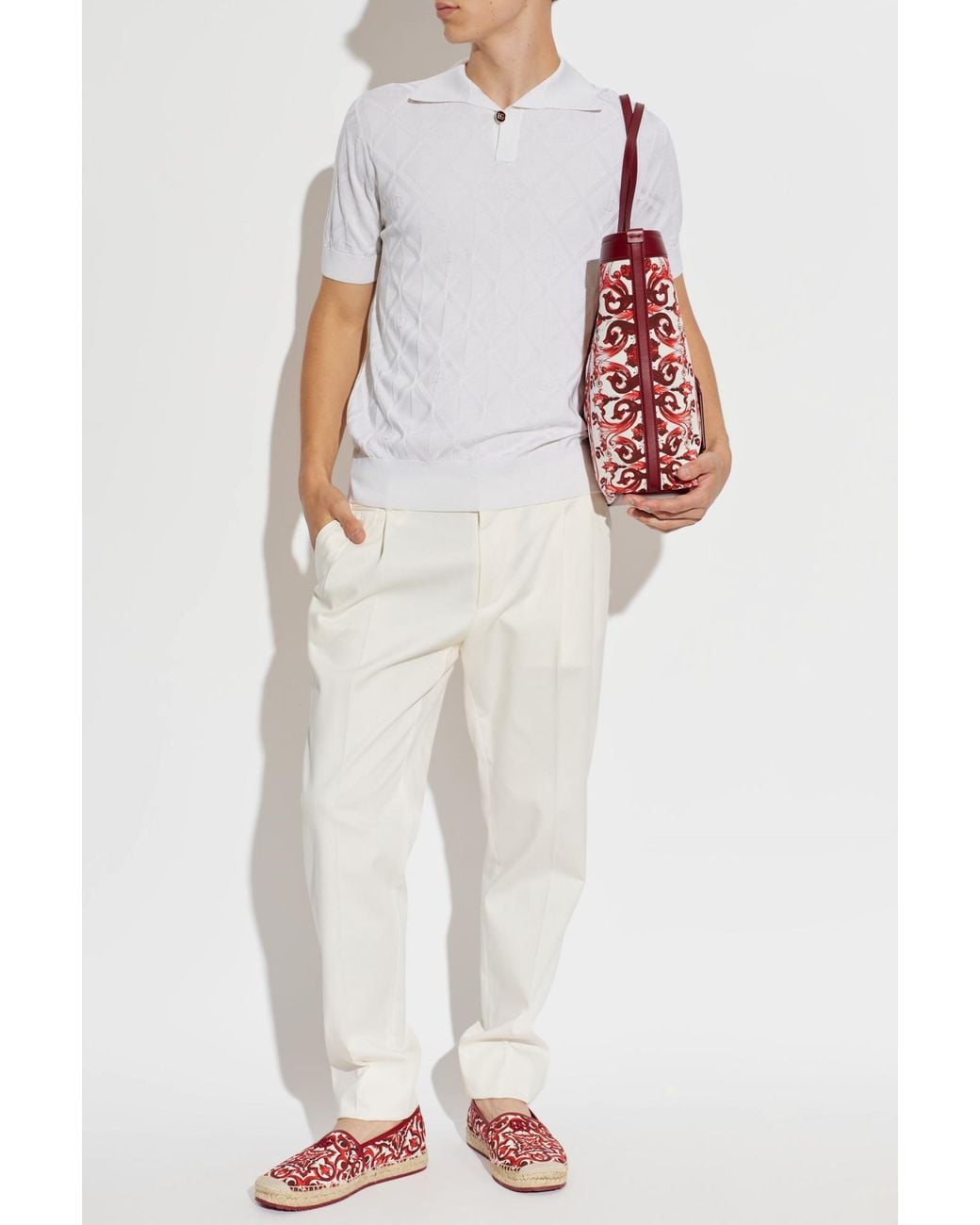 Dolce & Gabbana Red Espadrilles With "Majolica" Pattern for men