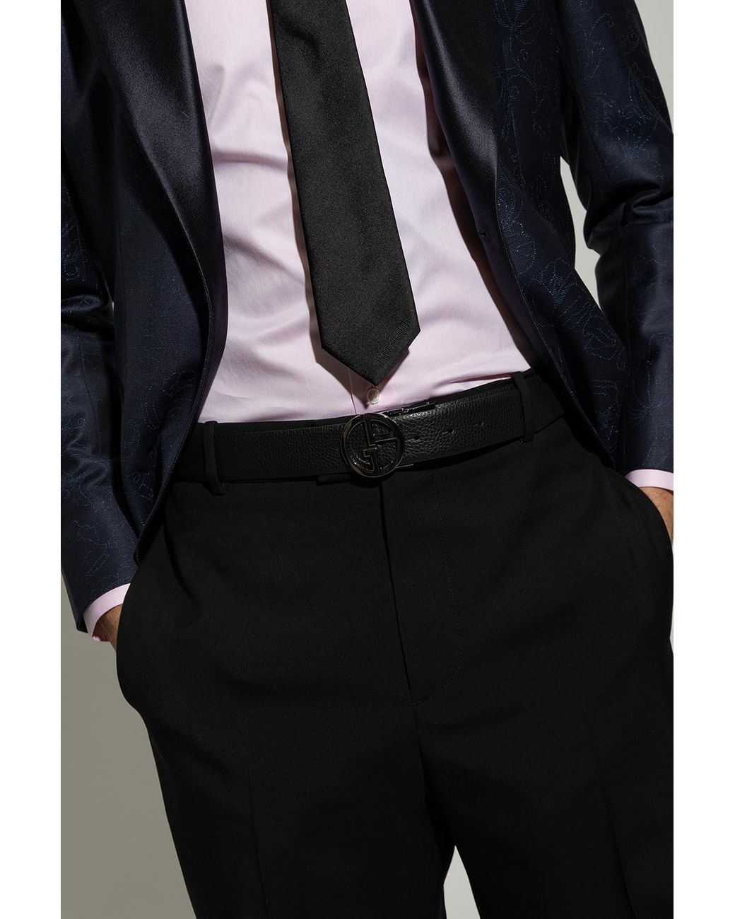 Giorgio Armani Black Belt With Logo for men