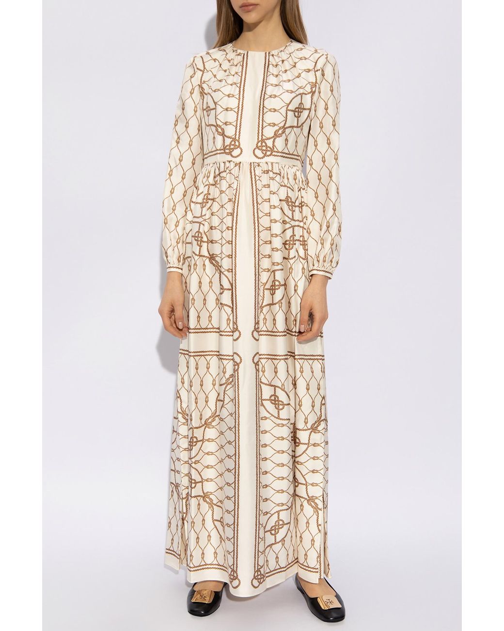 knee length dresses for ladies Tory Burch Women's Printed Smocked Dress