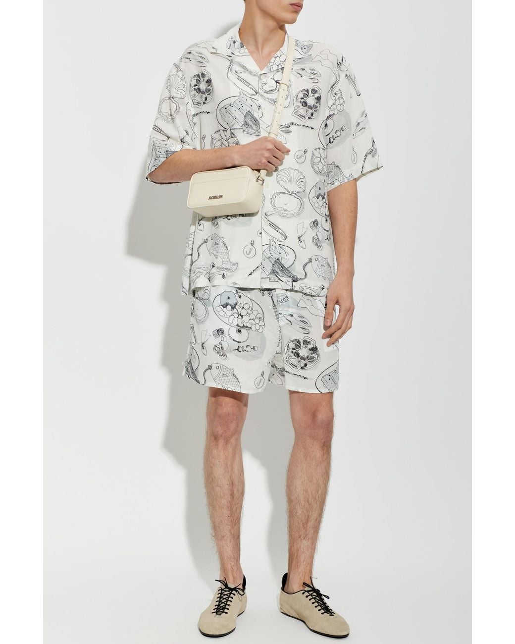 Jacquemus White Patterned Shorts for men