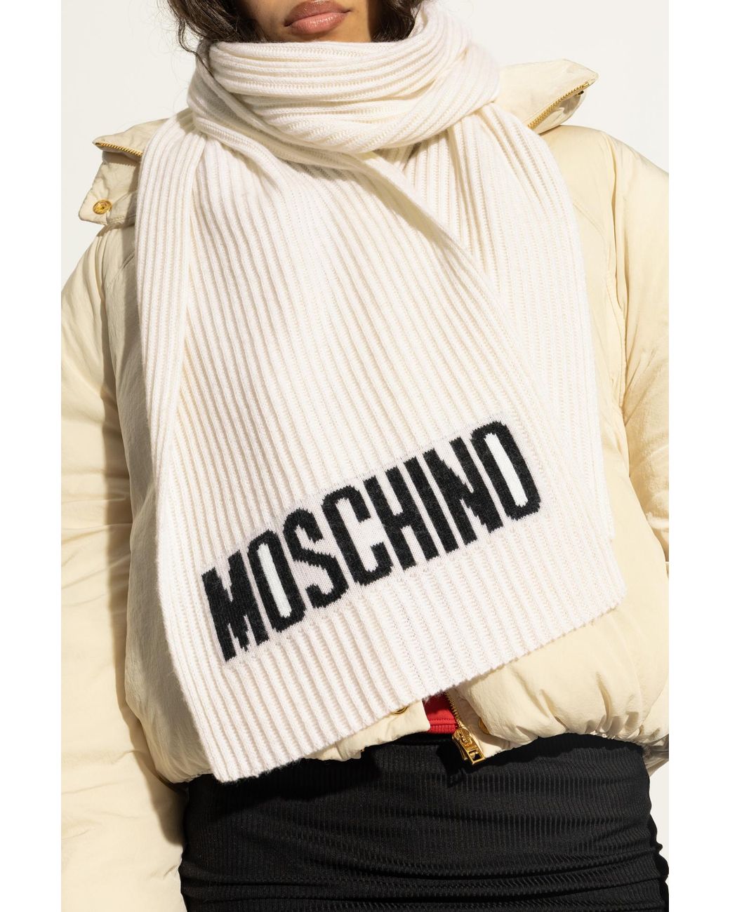 Moschino White Scarf With Logo