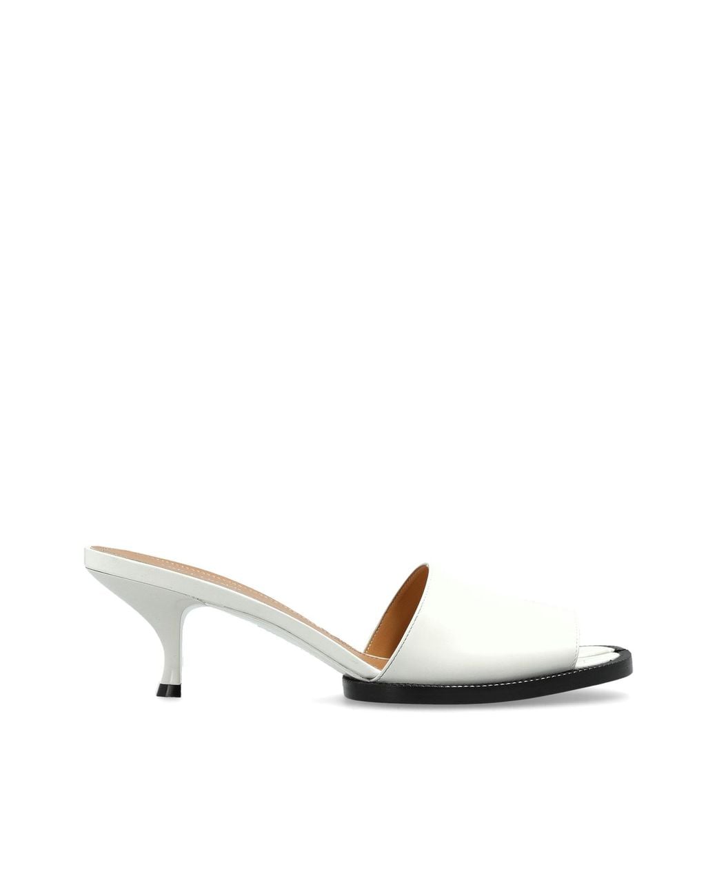 Maison Margiela White Leather Heeled Mules With 'Tabi' Cut-Out