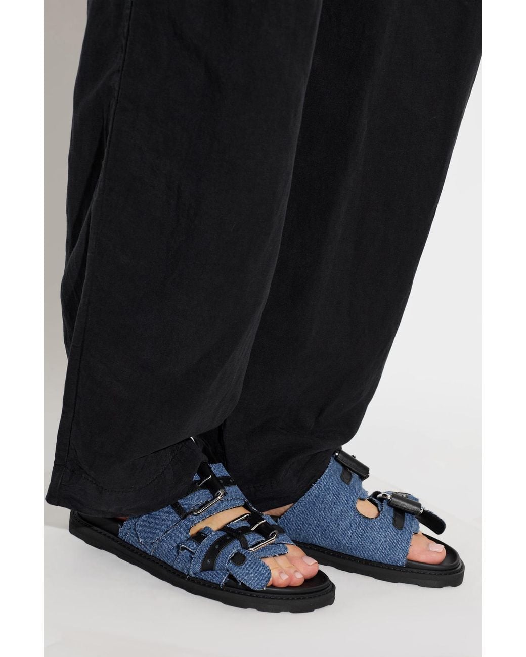 Moschino Blue Denim Slides With A 'Vintage' Effect