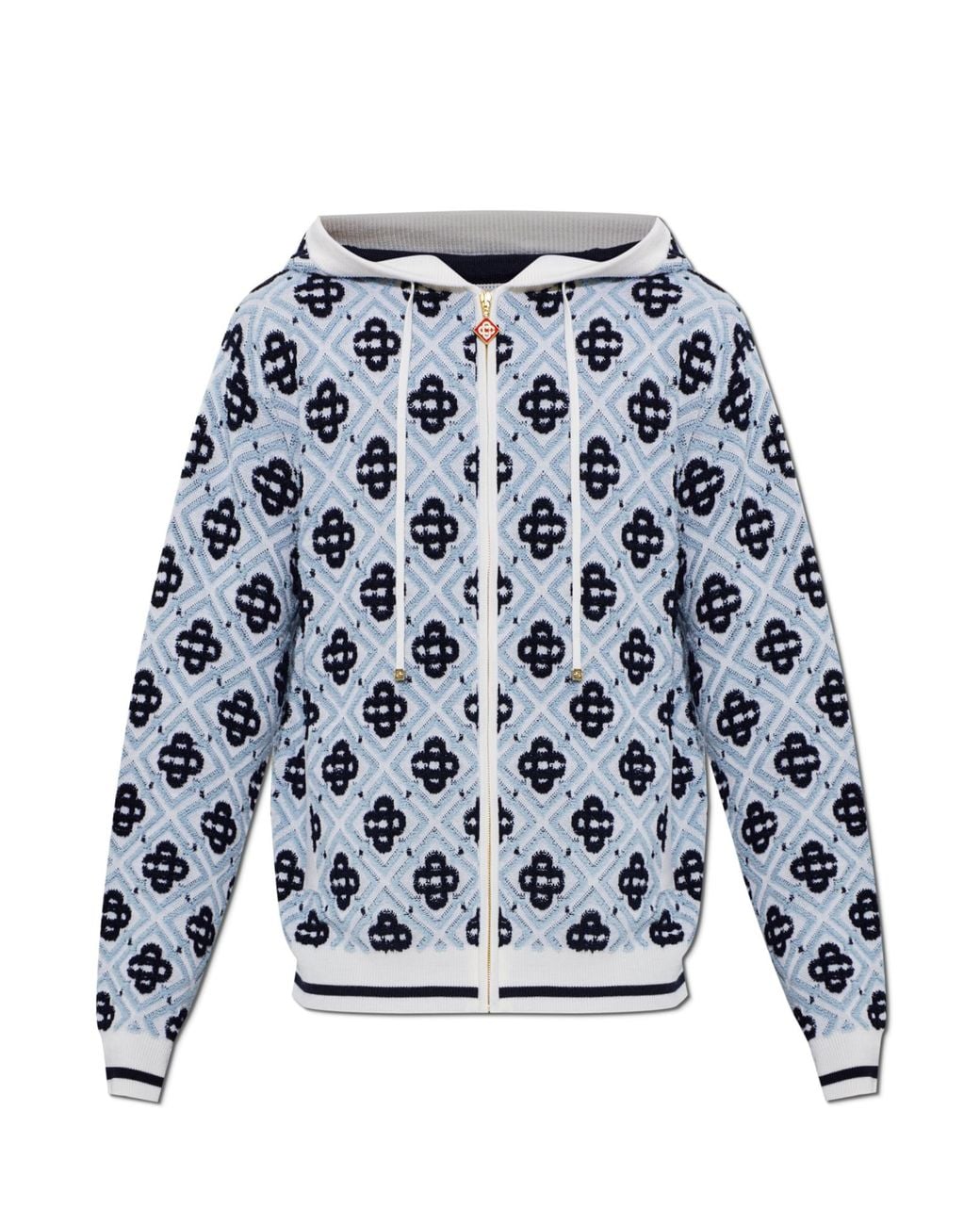 Casablanca Blue Wool Cardigan With Hood for men