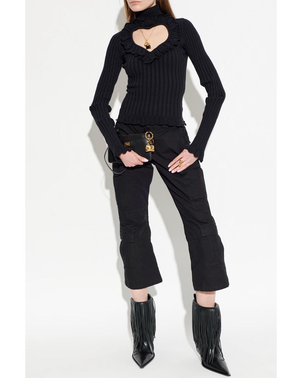 Balenciaga Black Top With A Decorative Cut-Out