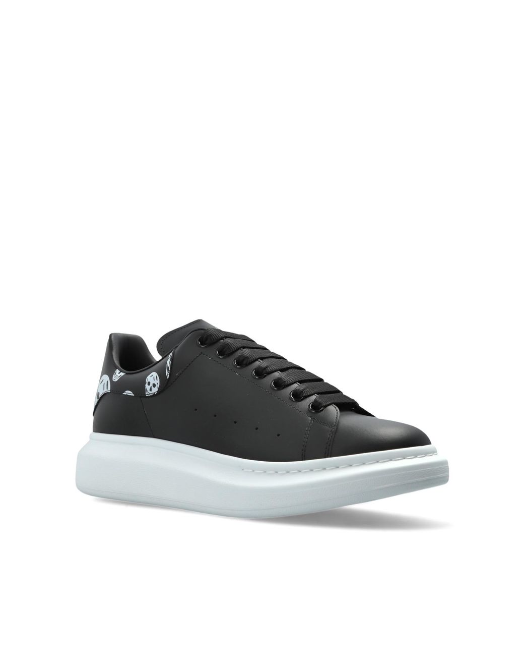 McQueen Black Leather Sports Shoes With Logo for men