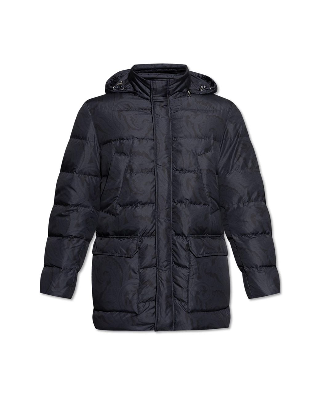 Etro Black Down Jacket With Detachable Hood for men