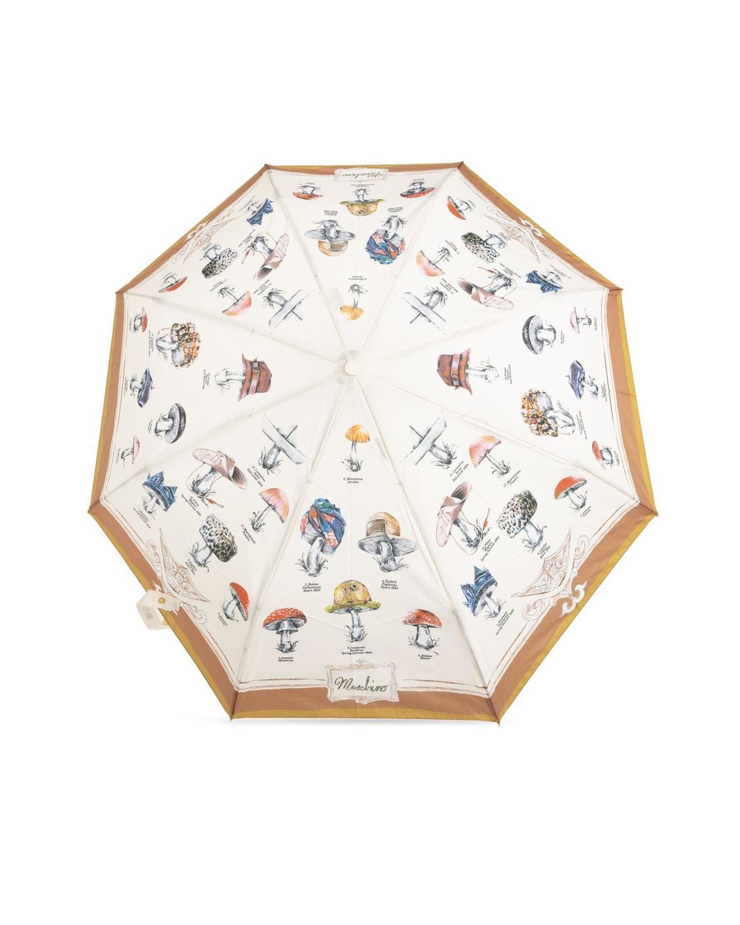 Moschino Natural Folding Umbrella With Colorful Print