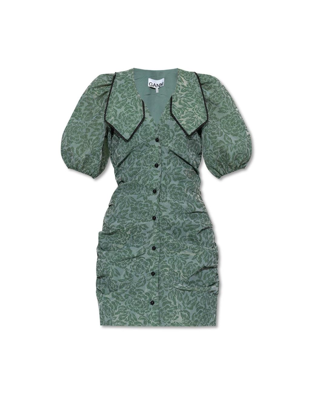Ganni Jacquard Dress in Green | Lyst
