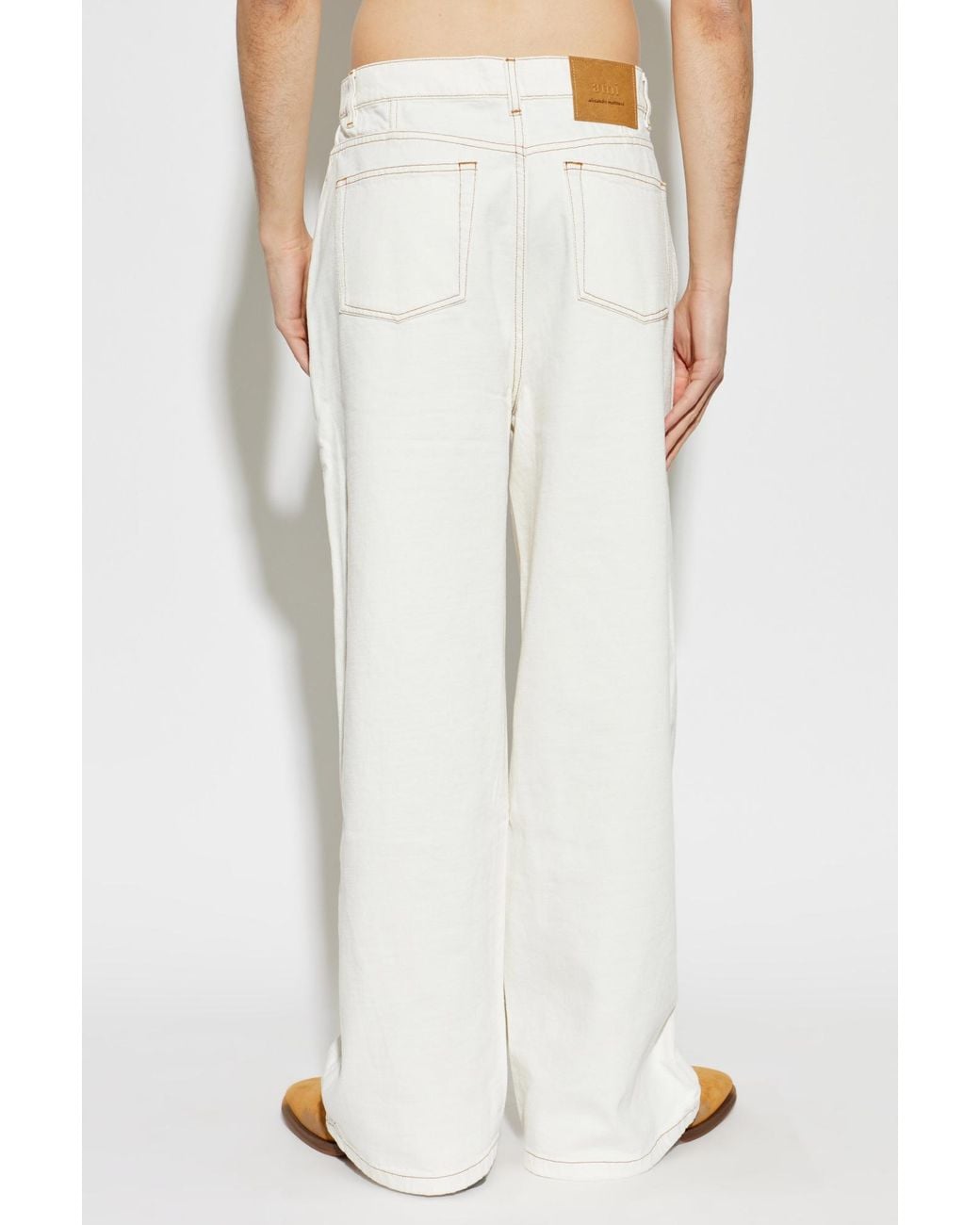 AMI White Straight-Leg Jeans for men